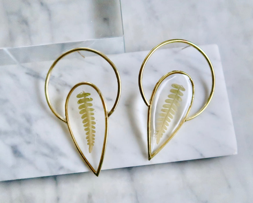Fern Halo Spike Earrings (made to order)