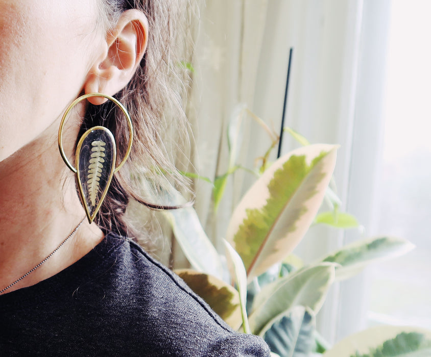 Fern Halo Spike Earrings (made to order)