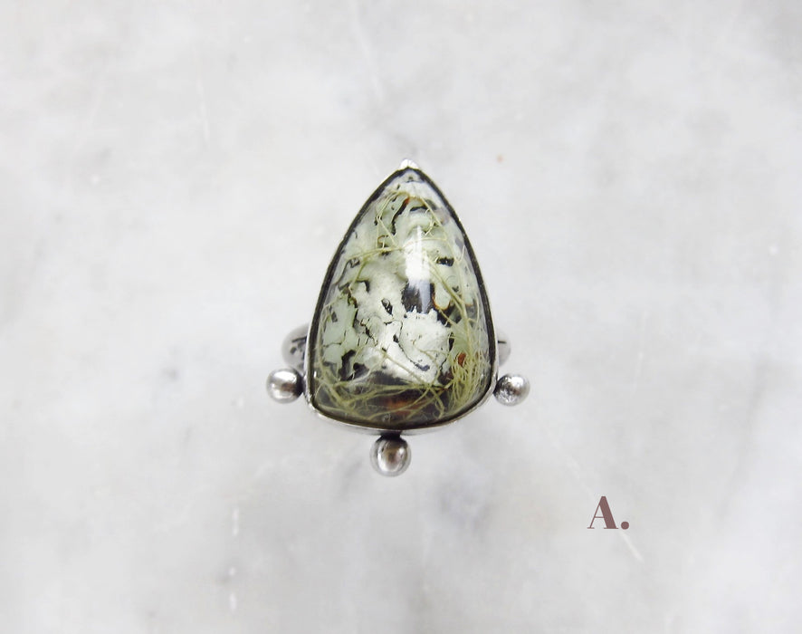 Lichen and Tooth Pyramid Ring - choose your 'stone'