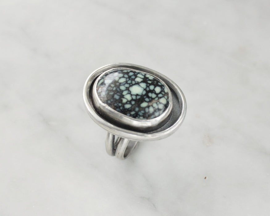 Posiedon Variscite Shadowbox Ring - size US 7.5