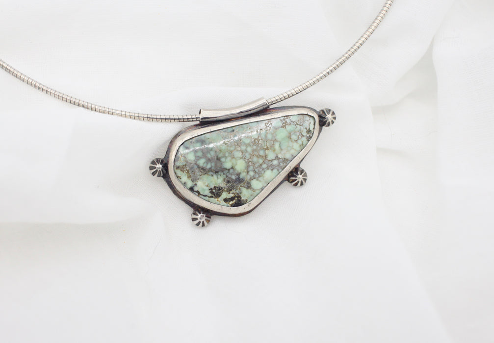 Athena Variscite and Sterling Silver Pendant on Omega Chain