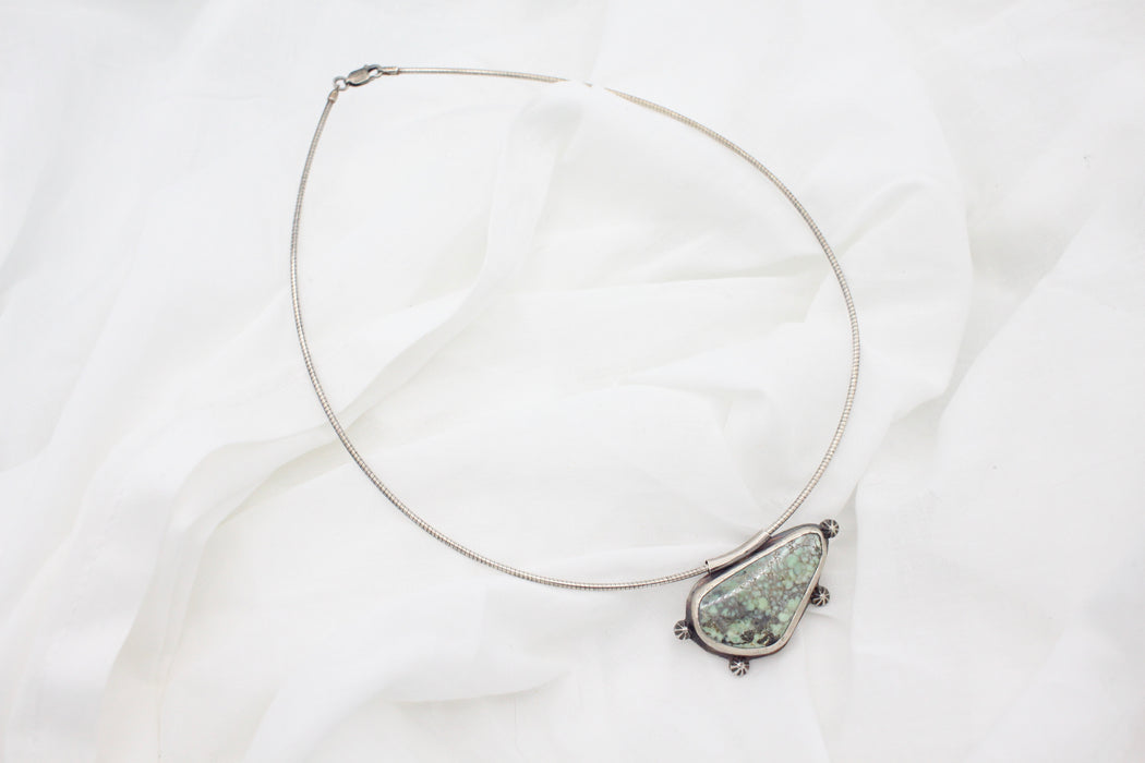 Athena Variscite and Sterling Silver Pendant on Omega Chain
