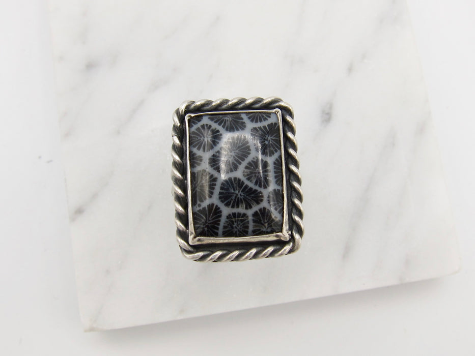Fossilized Coral Ring size 9-9.25 US