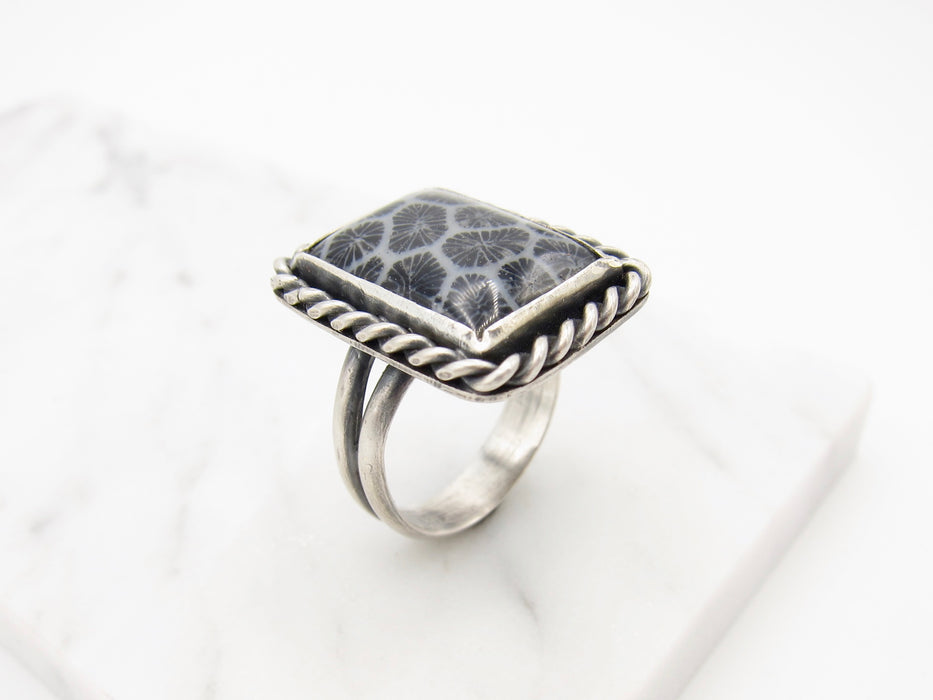 Fossilized Coral Ring size 9-9.25 US