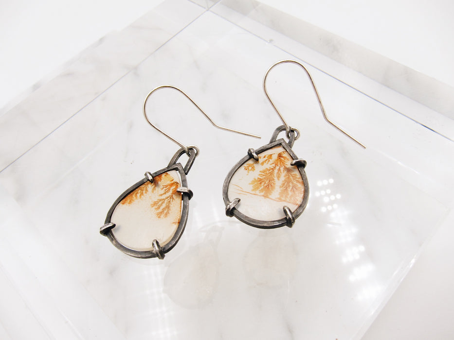 Dendritic Agate Slice Earrings