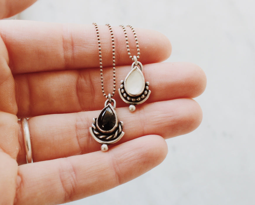 Drop + Twist Pendant - choose your stone