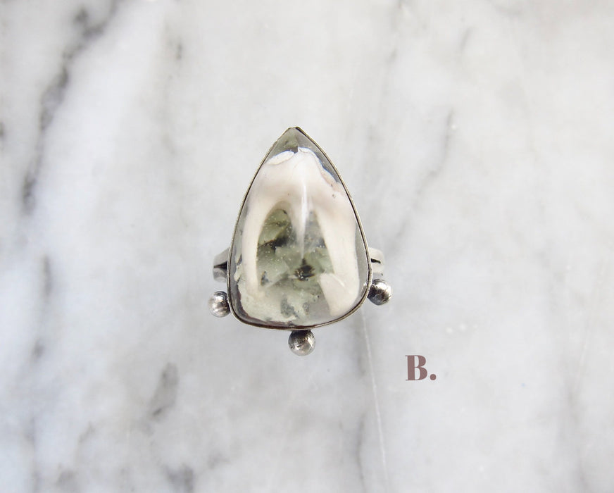 Lichen and Tooth Pyramid Ring - choose your 'stone'