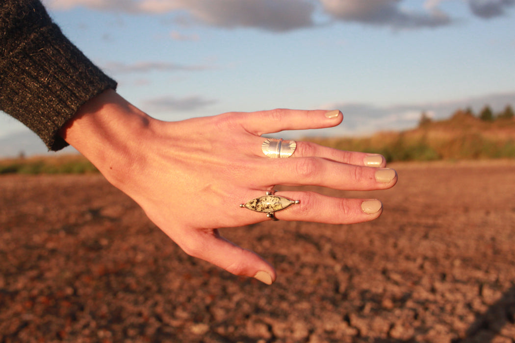 Sunburst Shield Ring  - made-to-order