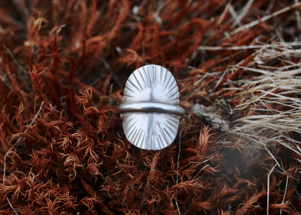 Sunburst Shield Ring  - made-to-order