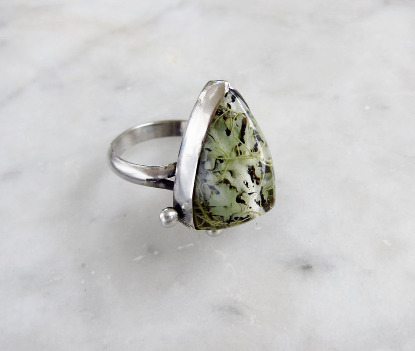 Lichen and Tooth Pyramid Ring - choose your 'stone'