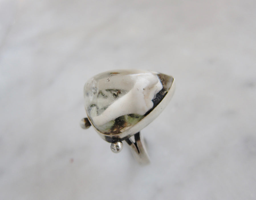 Lichen and Tooth Pyramid Ring - choose your 'stone'
