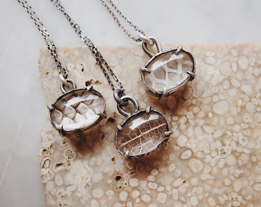 MINI Snakeskin - or - Leaf Skeleton Pools of Light Pendant - select your pendant