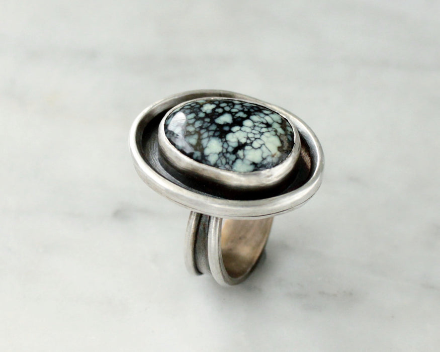 Posiedon Variscite Shadowbox Ring - size US 7.5