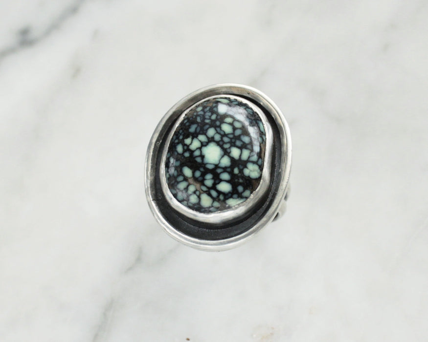 Posiedon Variscite Shadowbox Ring - size US 7.5