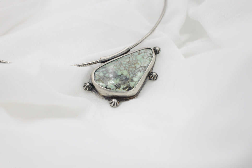 Athena Variscite and Sterling Silver Pendant on Omega Chain
