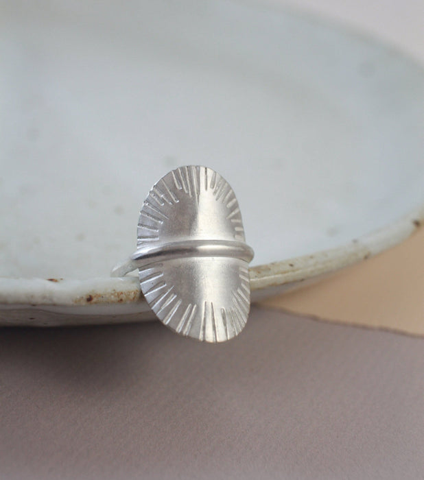 Sunburst Shield Ring  - made-to-order