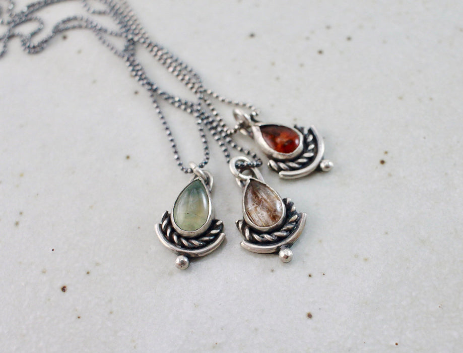 Mini Drop and Twist Pendant - choose your stone