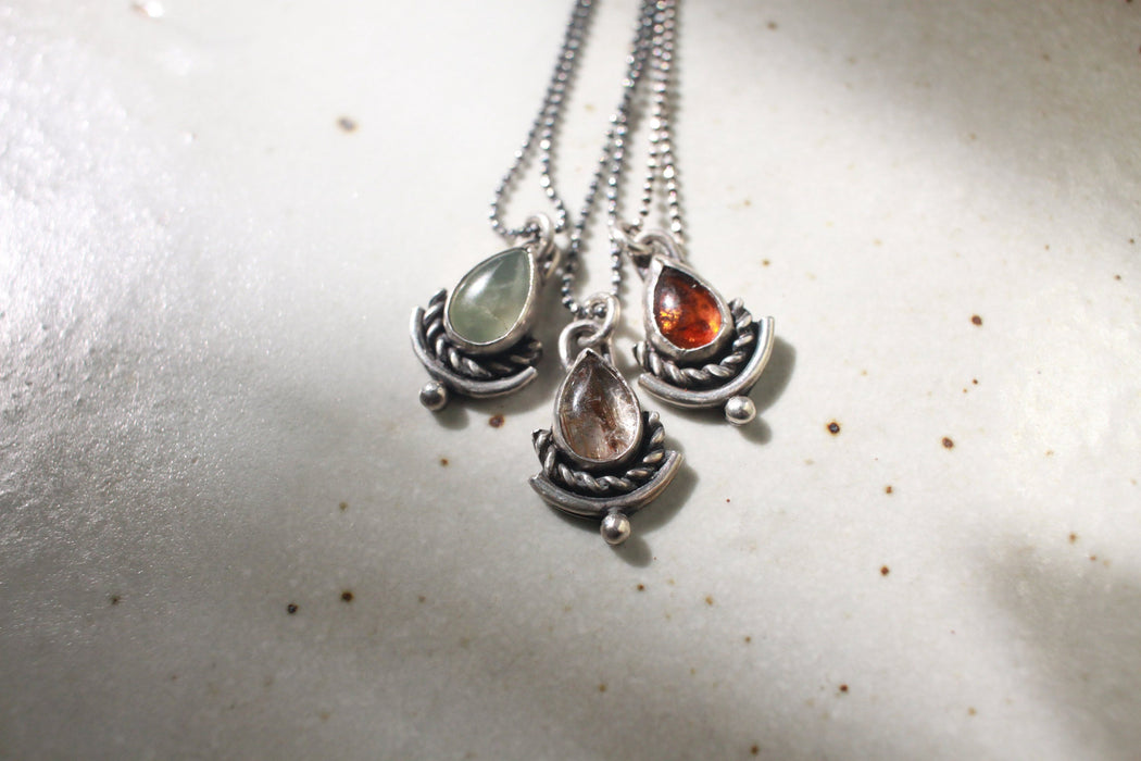 Mini Drop and Twist Pendant - choose your stone