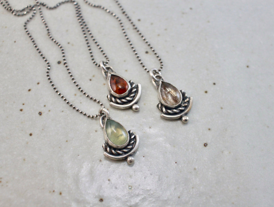 Mini Drop and Twist Pendant - choose your stone